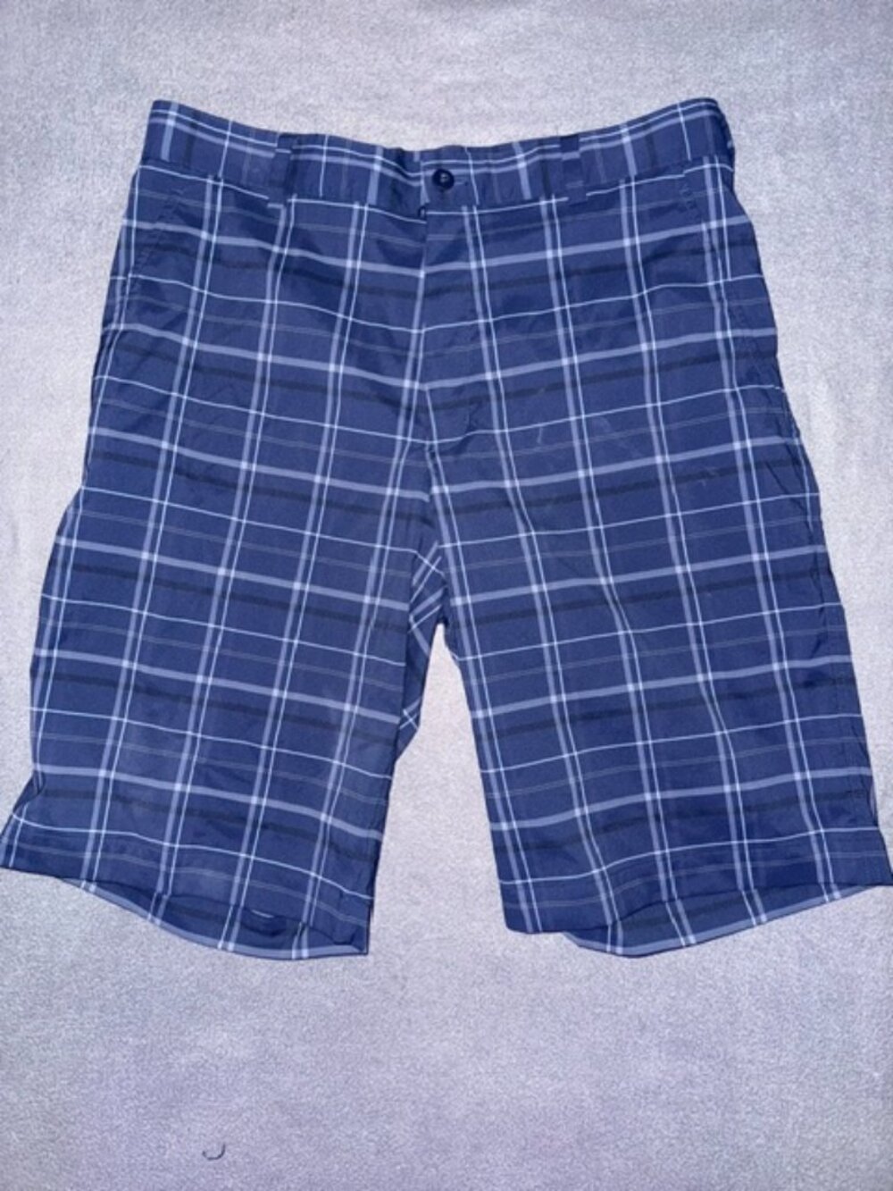 Nike Golf Dri‑Fit Men’s 32 Plaid Shorts Blue White Check Performance Lightweight